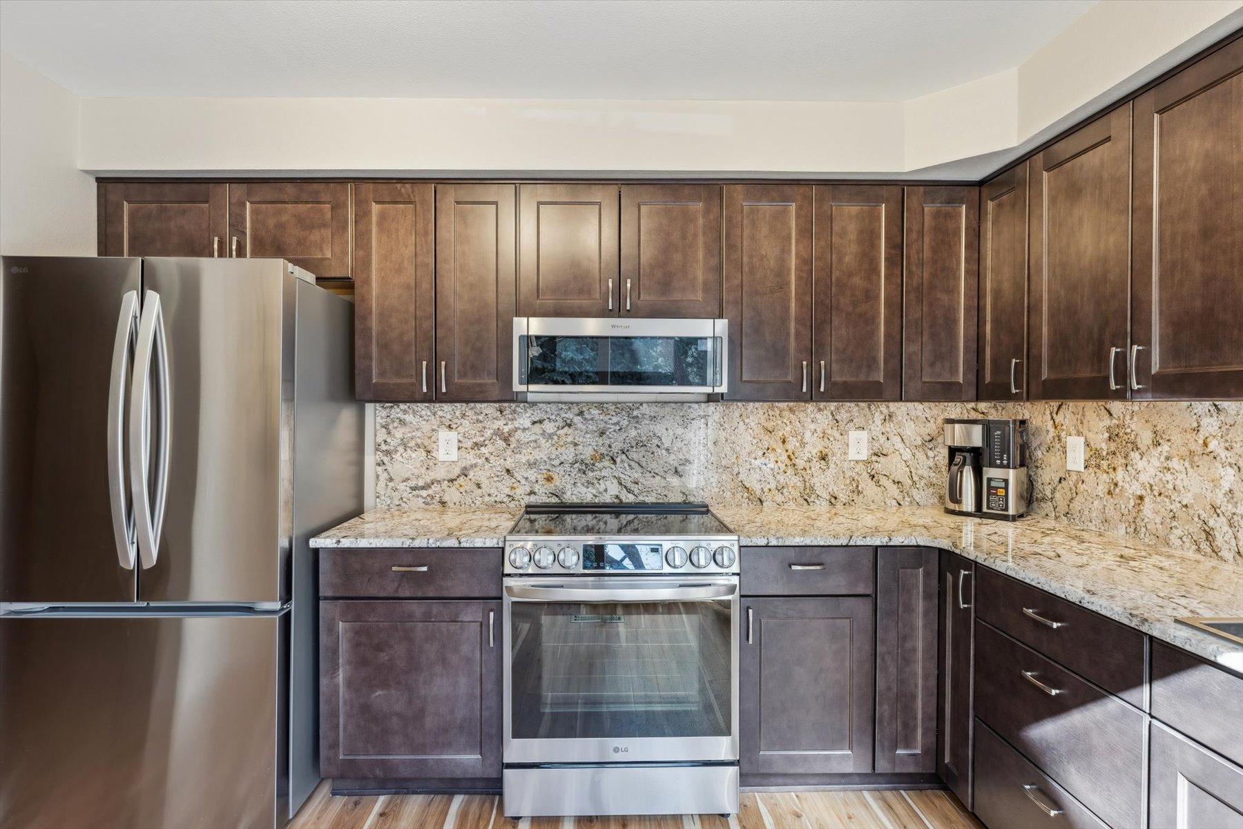 Granite counters and backsplash