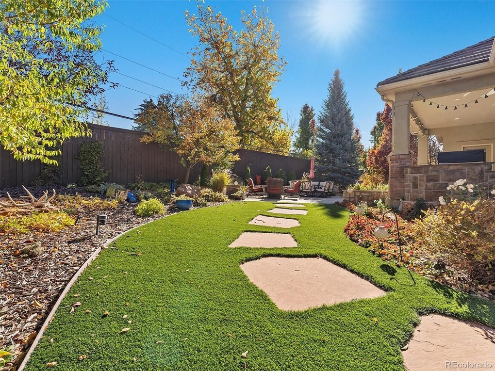 Turf in the back and side yard for green grass all year round 