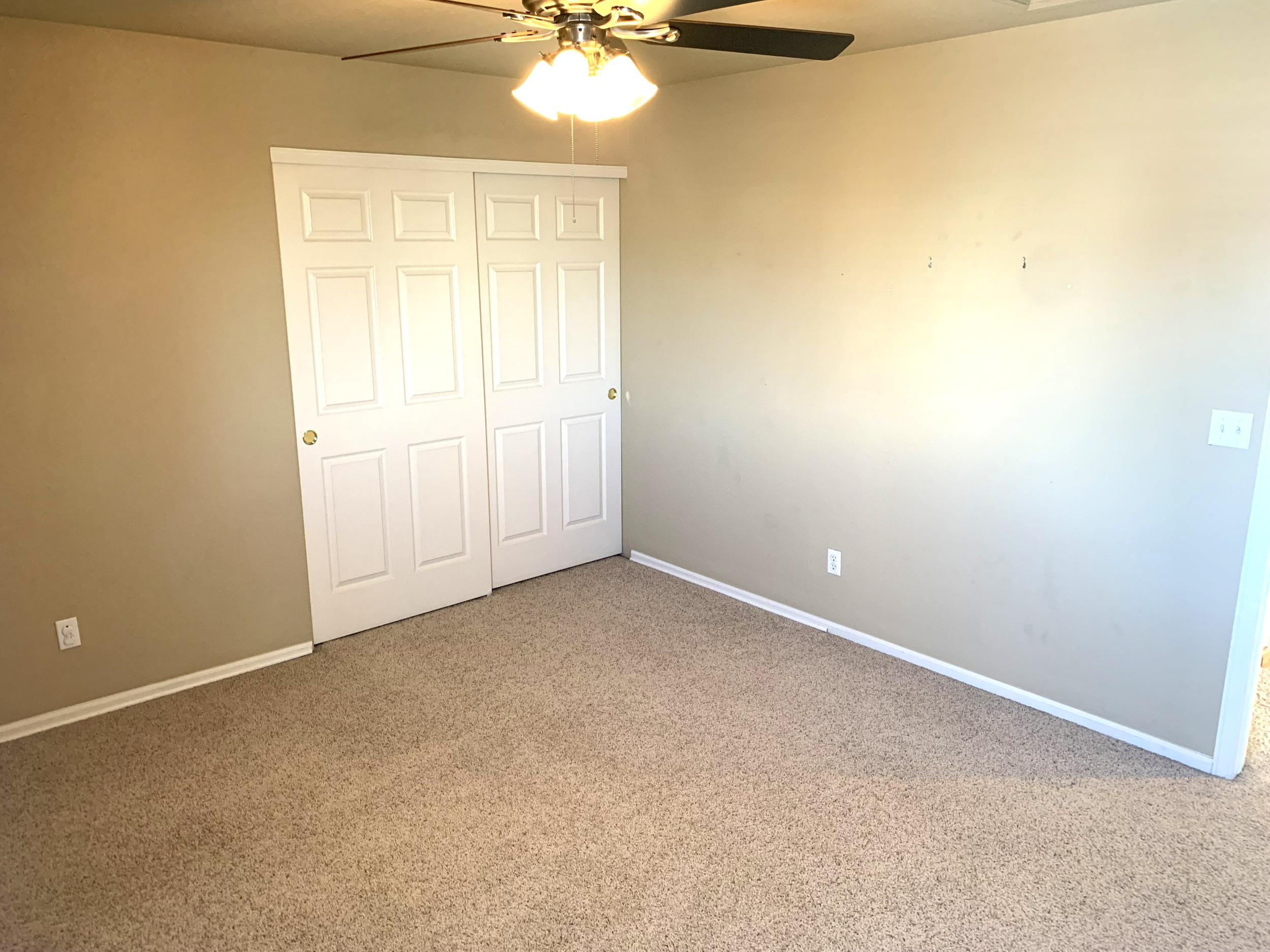 Ceiling Fan and Double Closet in Upper BR