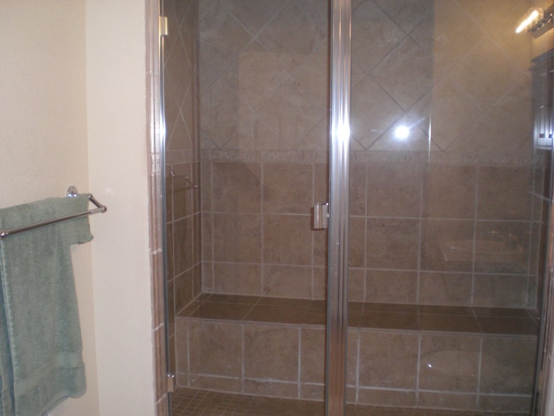 Steam shower in basement bathroom