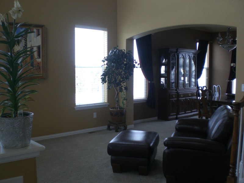 Living room open to dining room