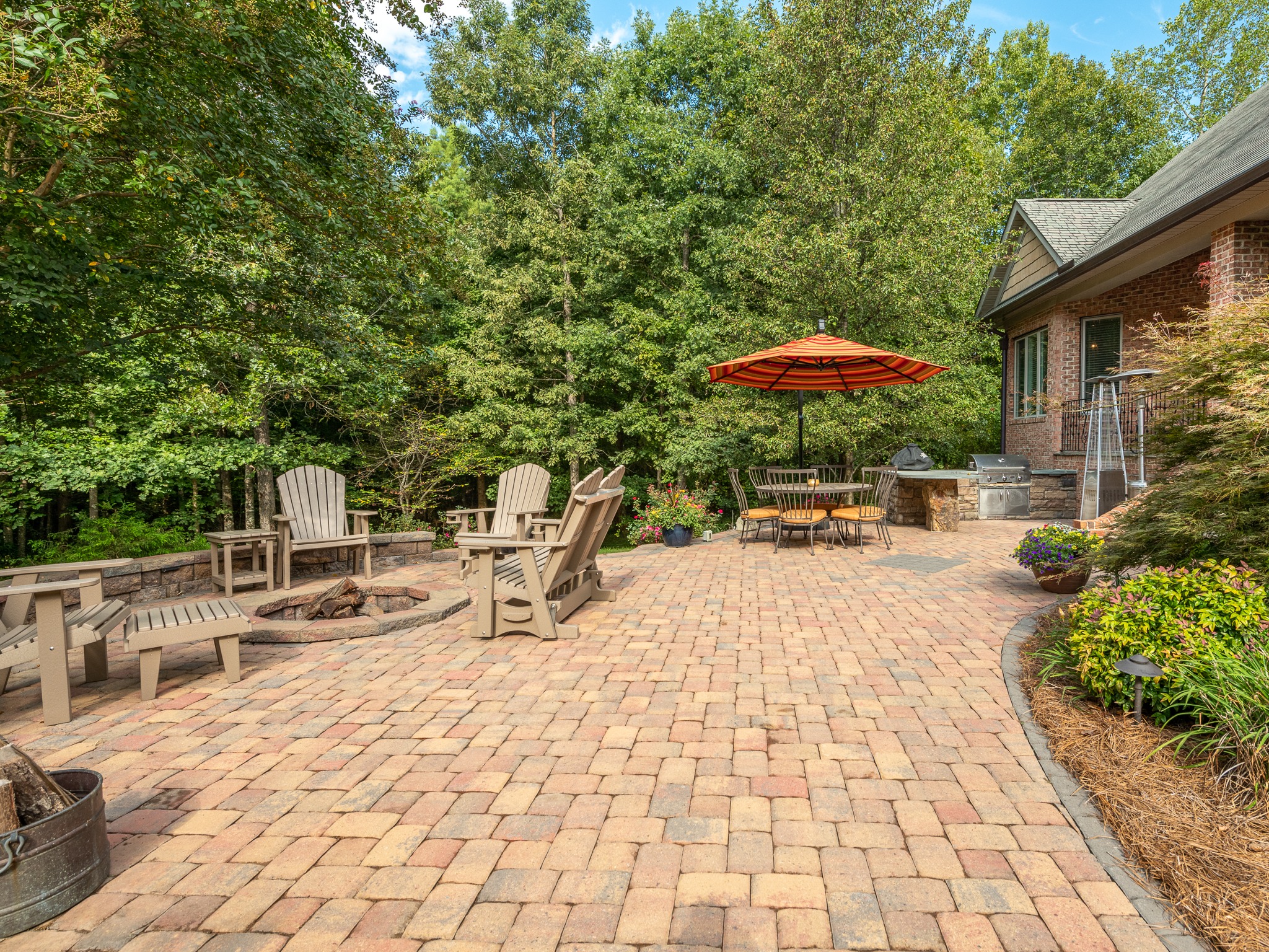 Big  paver patio with firepit
