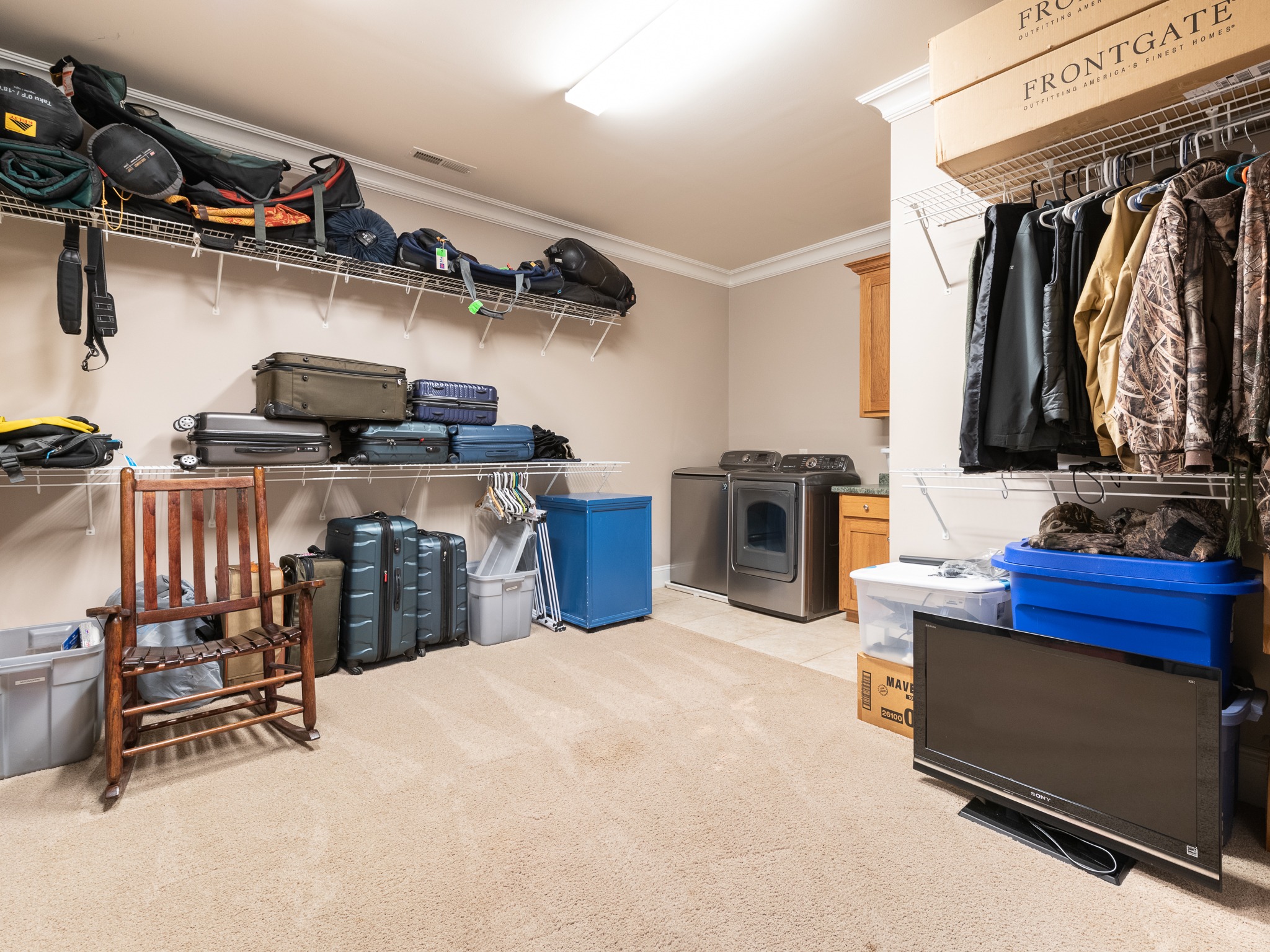 Large walk in Closet space with second laundry