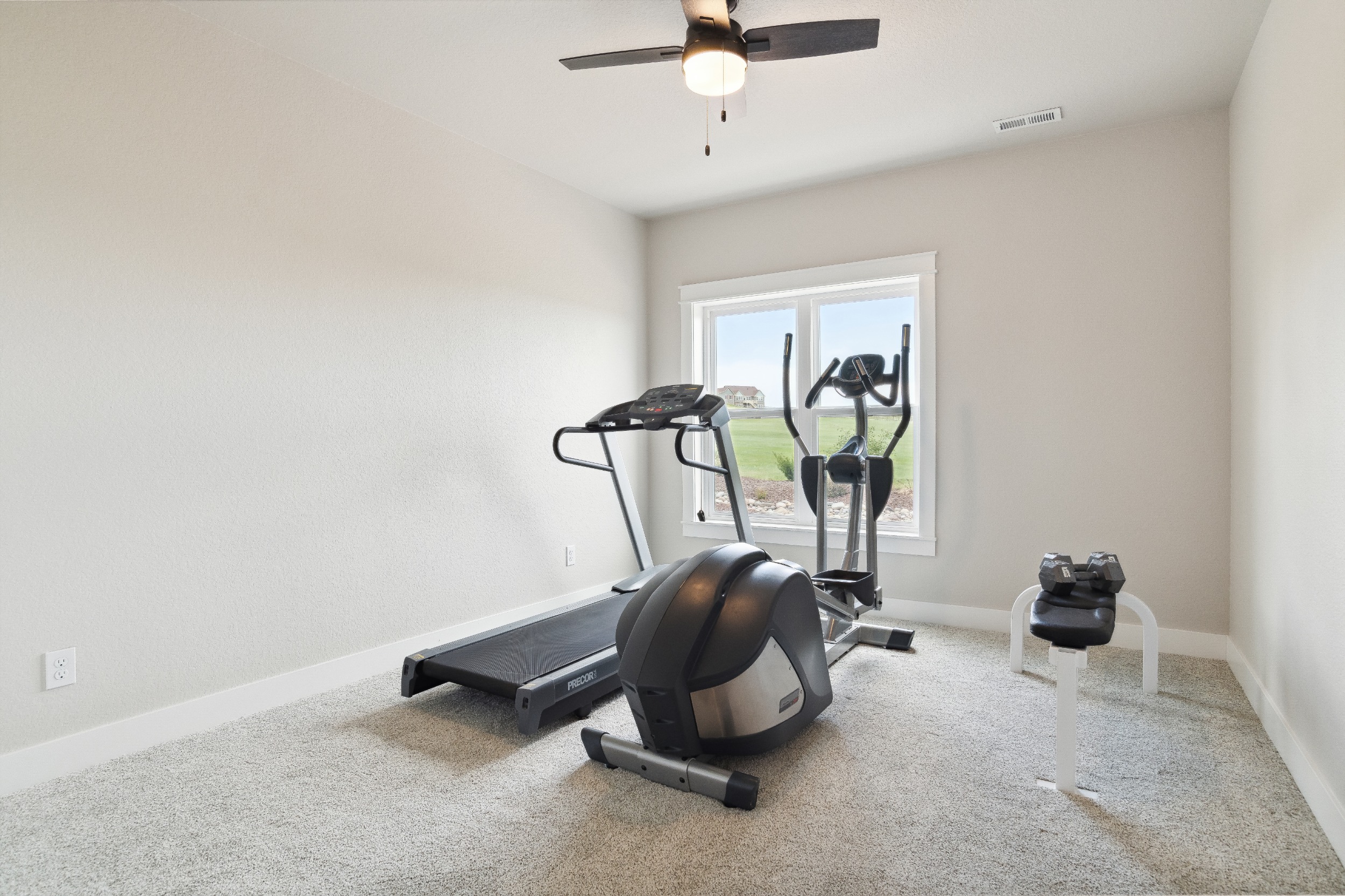 Secondary Basement Bedroom currently used as a Work Out Room