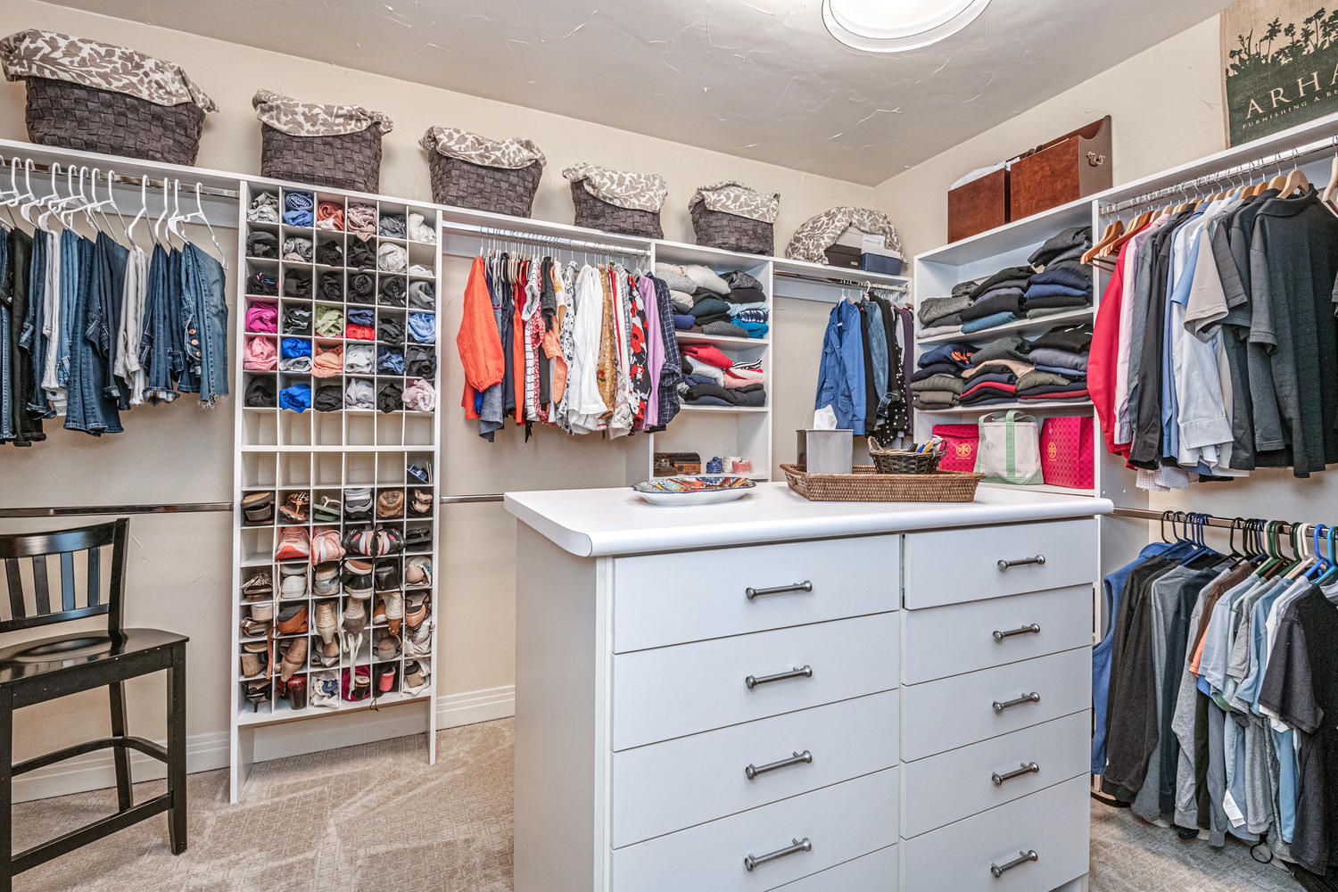 Customized Master Closet with Built-in Dresser