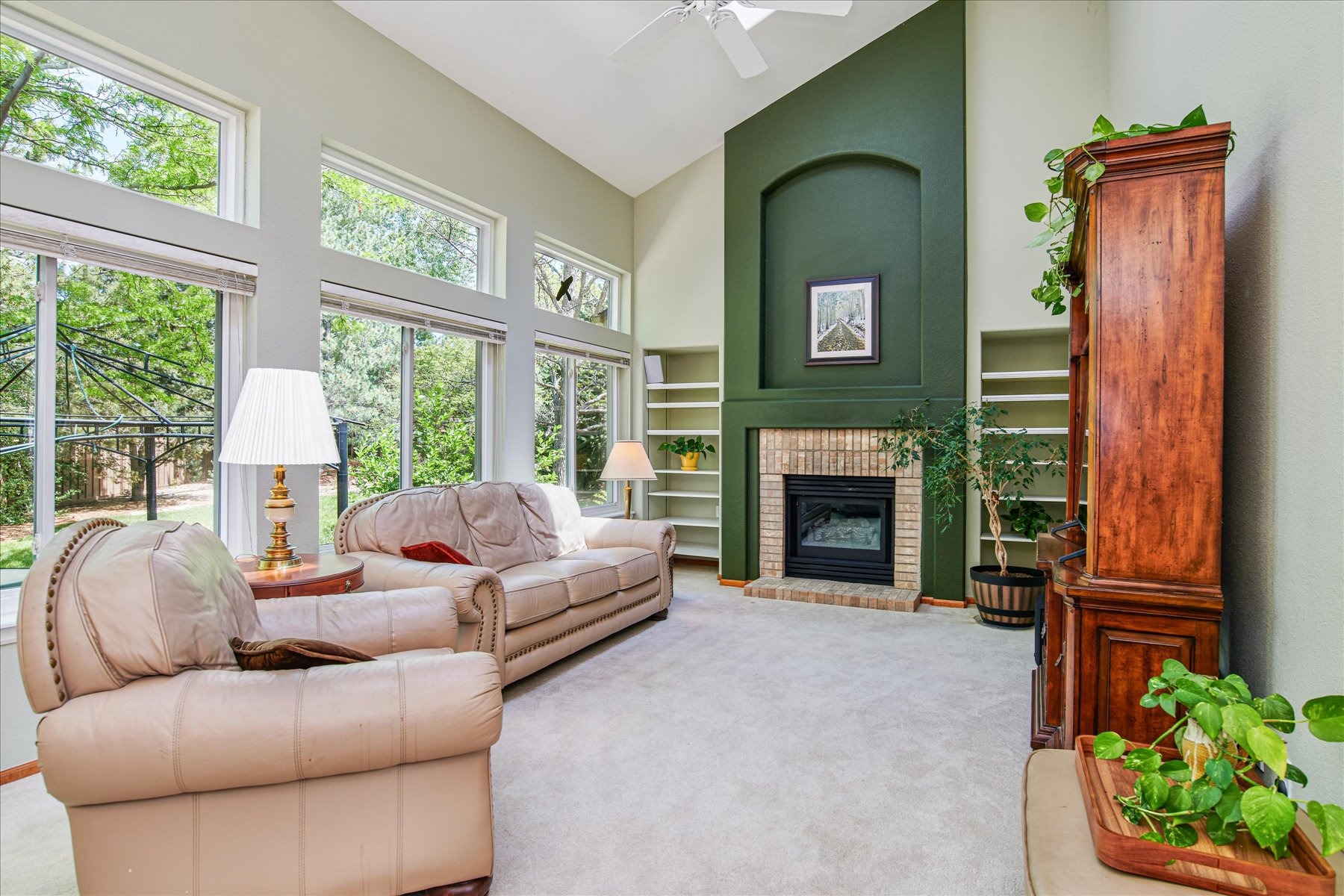 Vaulted Family Room with Gas Fireplace 