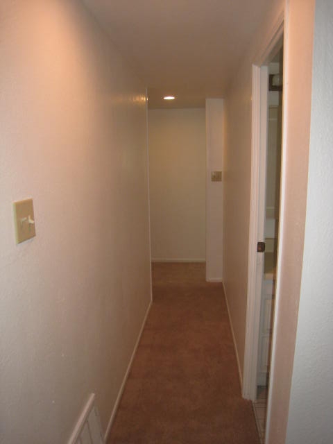 New beige carpet in hallway.