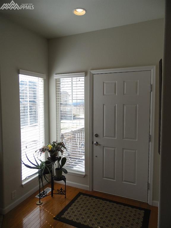 Beautiful hardwood lighted entry