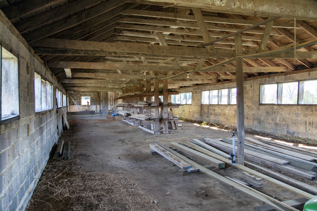 Solid cinderblock building for farm machinery or other uses