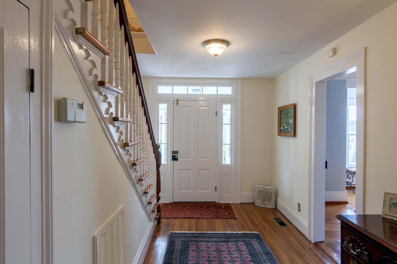 Front Hall with heart pine stairs