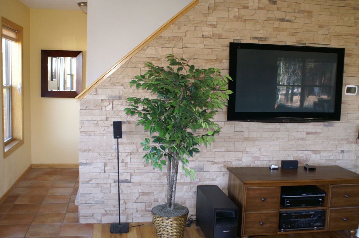 Stone Faced Wall for your Entertainment Center