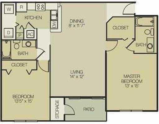 This condo offers a split bedroom floor plan