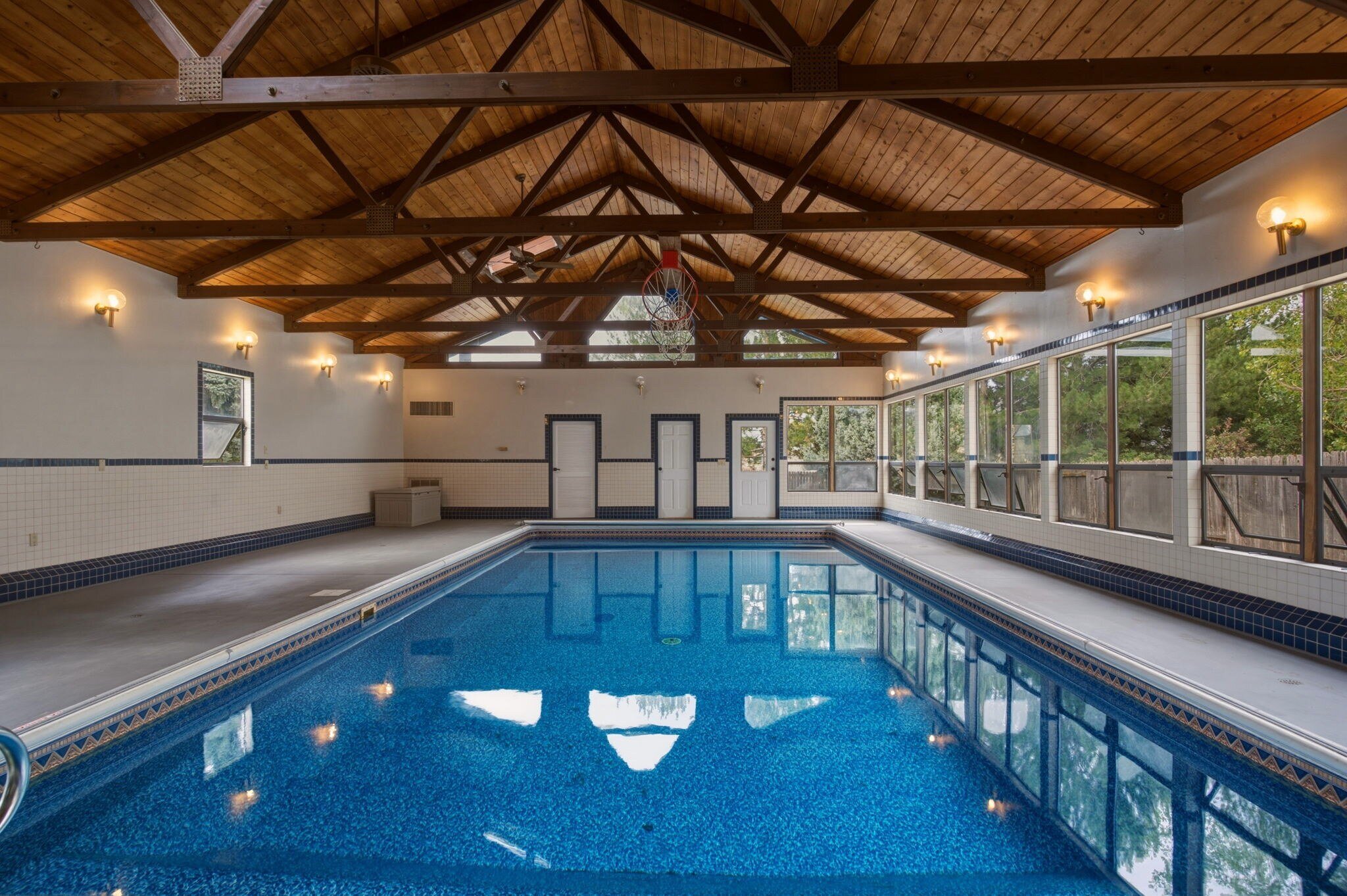 18 by 28 indoor heated pool with auto cover