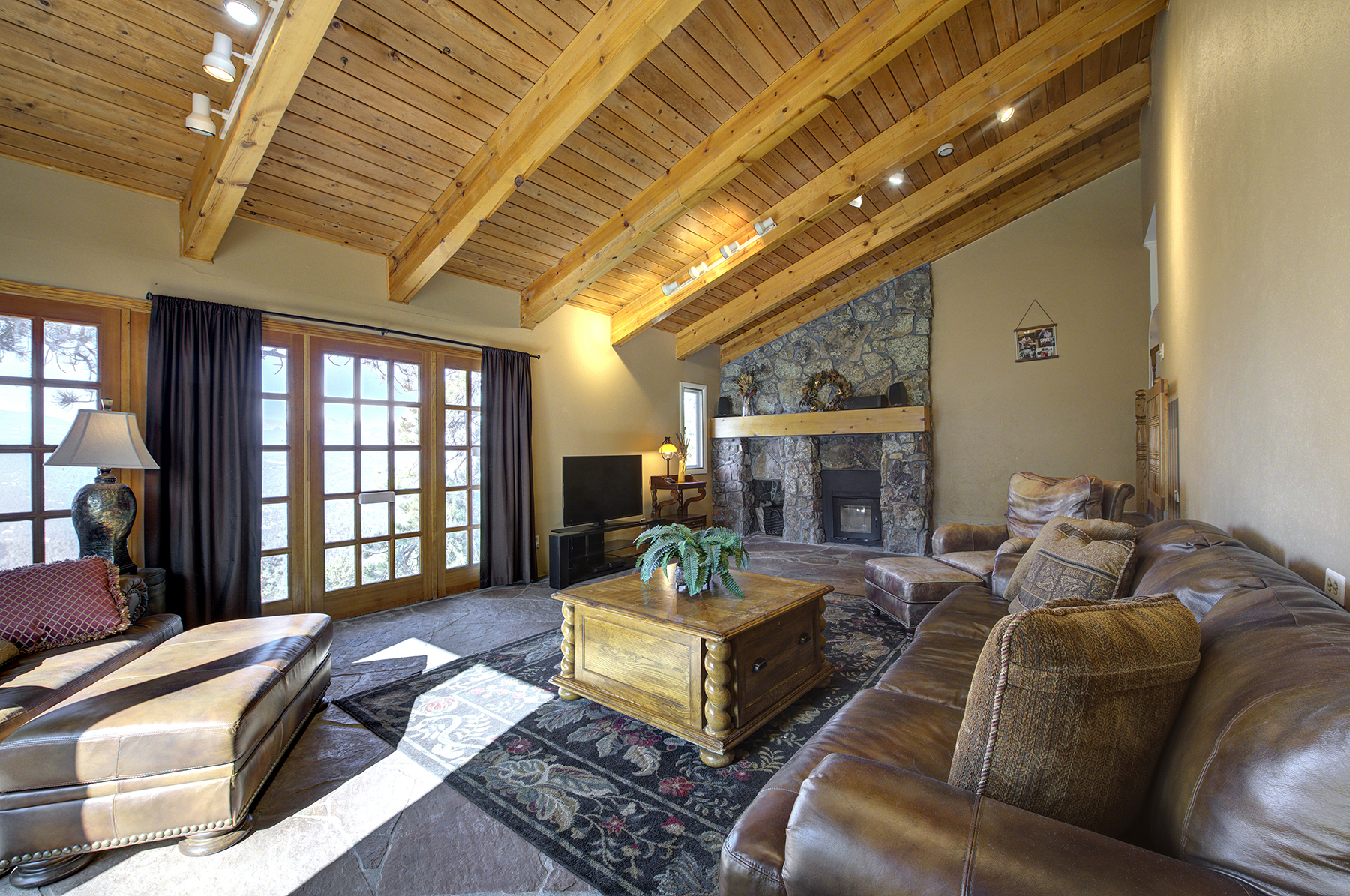 Family Area with stone fireplace