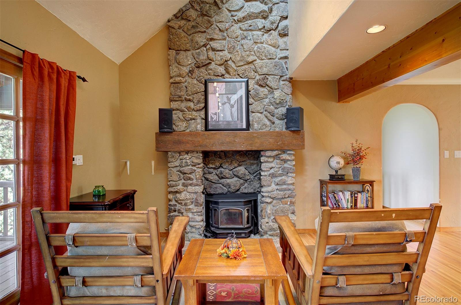 Charming stone fireplace 